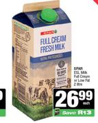 Spar ESL Milk Full Cream Or Low Fat-2L Each