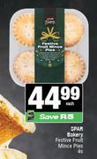 Spar Bakery Festive Fruit Mince Pies-4s Each