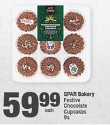 Spar Bakery Festive Chocolate Cupcakes-9s Each