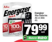 Energizer Max Batteries AA Or AAA-4s