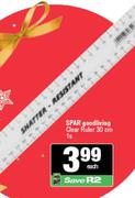 Spar Good Living Clear Ruler 30cm-Each