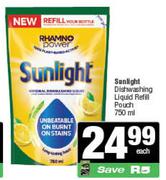 Sunlight Dishwashing Liquid Refill Pouch-750ml Each