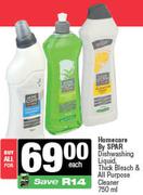 Homecare By Spar Dishwashing Liquid Thick Bleach & All Purpose Cleaner-750ml Each
