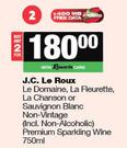 J.C.Le Roux Le Domaine,La Fleurette,La Chanson Or Sauv Blanc Non Vintage Premium Sparkline-2 x 750ml