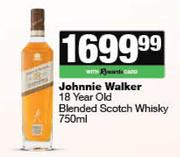 Johnnie Walker 18 Year Old Blended Scotch Whisky-750ml