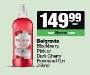 Belgravia Blackberry, Pink Or Dark Cherry Flavoured Gin-750ml Each