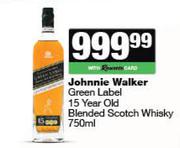 Johnnie Walker Green Label 15 Year Old Blended Scotch Whisky-750ml