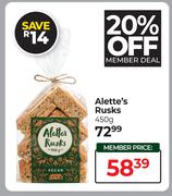 Alette's Rusks-450g