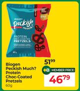 Biogen Peckish Much Protein Choc Coated Pretzels-60g