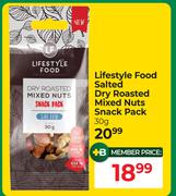 Lifestyle Food Salted Dry Roasted Mixed Nuts Snack Pack-30g