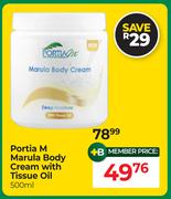 Portia M Marula Body Cream With Tissue Oil-500ml