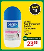 Sanex Anti-Perspirant Roll-On For Women-50ml
