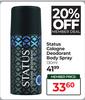 Status Cologne Deodorant Body Spray-130ml Each