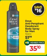 Dove Anti-Perspirant Deodorant Body Spray For Men-150ml