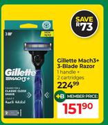 Gillete Mach3+ 3-Blade Razor (1 Handle + 2 Cartidges)