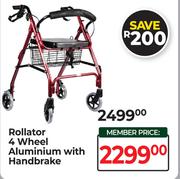 Rollator 4 Wheel Aluminium With Handbreak