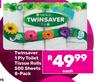 Twinsaver 1 Ply Toilet Tissue Rolls 500 Sheets 8 Pack-Each