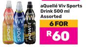 Aquelle Viv Sports Drink Assorted-For 6 x 500ml