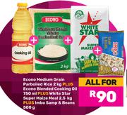 Econo Medium Grain Parboiled Rice 2Kg + Econo Blended Cooking Oil 750ml-For All