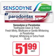 Sensodyne Toothpaste Clean & Fresh,Fresh Minty,Multicare Or Gentle Whitening-75ml Each