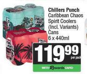 Chillers Punch Caribbean Chaos Spirit Coolers Cans-6 x 440ml Per Pack