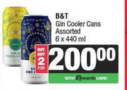 B&T Gin Cooler Cans Assorted-For 2 x 6 x 440ml