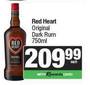 Red Heart Original Dark Rum-750ml Each