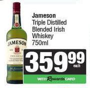 Jameson Triple Distilled Blended Irish Whisky-750ml Each