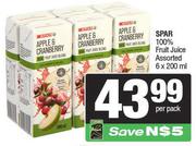Spar 100% Fruit Juice Assorted-6 x 200ml Per Pack