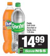 Fanta Soft Drink Or Sprite Zero-1.25L Each