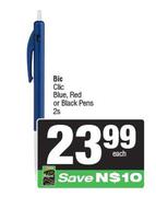 BIC Clic Blue, Red or Black Pens-Each