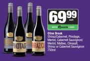 Oliver Brook Shiraz/Cabrnet,Pinotage,Merlot,Cabrnet Sauvignon/Merlot,Malbec,Cinsalt, Shiraz 750ml EA