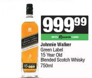 Johnnie Walker Green Label 15 Year Old Blended Scotch Whisky-750ml