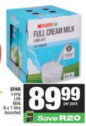 Spar Long Life Milk Assorted-6 x 1L Per Pack