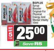 Bioplus Syrup Booster Original For Physical Energy & Mental Vitality-For 5 x 10ml