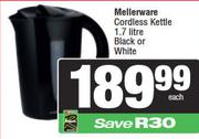 Mellerware Cordless Kettle Black Or White-1.7L Each