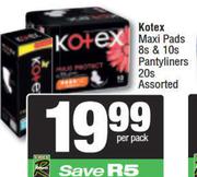 Kotex Maxi Pads 8s & 10s Pantyliners 20s Assorted-Per Pack