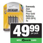 Everyday AAA Power Plus Gold Batteries R03 BP4-4s Per Pack
