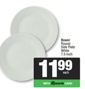 Bowei Round Side Plate White 7.5 Inch-Each