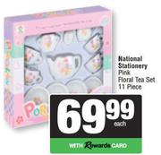 National Stationery Pink Floral Tea set 11 Piece-Each