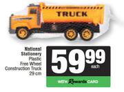 National Stationery Plastic Free Wheel Construction Truck 29cm-Each