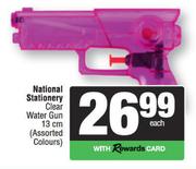 National Stationery Clear Water Gun 13cm Assorted Colours-Each