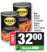 Koo Baked Beans In Tomato Sauce-For 2 x 400g