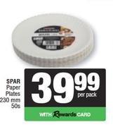 Spar Paper Plates 230mm-50s Per Pack