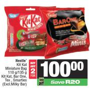 Nestle Kit Kat Miniature Bag 110gm/135gm Kitkat, Bar One, Tex, Smarties (Excl. Milky Bar)-For Any 2