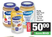 Purity Baby Food 200ml Or Puree 150ml Assorted-For Any 3