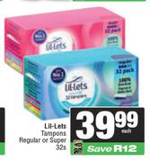 Lil-Lets Tampons Regular Or Super-32s Pack Each