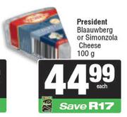 President Blaauwberg Or Simonzola Cheese-100g Each