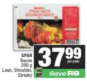 Spar Bacon Lean, Shoulder Streaky-200g Per Pack