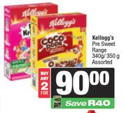 Kellogg's Pre Sweet Range Assorted-For 2 x 340g/350g